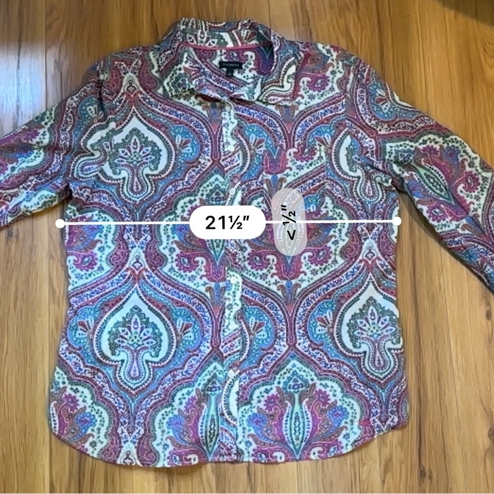 Talbots Multicolor Paisley Button Down Shirt - Picture 6 of 7